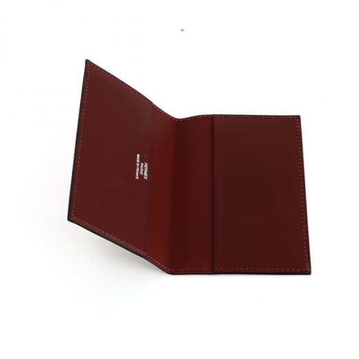 Porte-cartes Hermès en cuir bordeaux