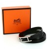 Bracelet Hermès Hapi 3 MM en cuir noir