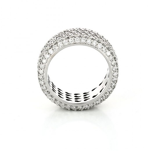 Bague jonc pavé de diamants en or blanc 18k