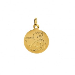 Médaille en or jaune 18 k calligramme mon ange gardien