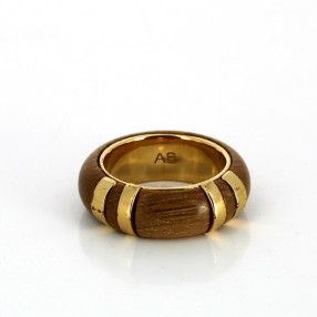 Bague Arthus Bertrand en plaqué or et bois