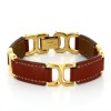 Bracelet Hermès en cuir et plaqué or