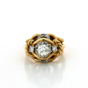 Bague 1950 diamants deux ors