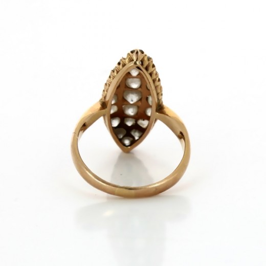 Bague Marquise 1950 diamants en or jaune 18 k