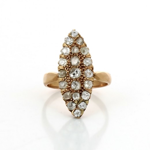 Bague Marquise 1950 diamants en or jaune 18 k