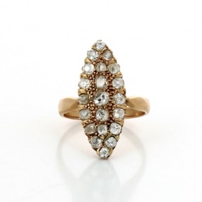 Bague Marquise 1950 diamants en or jaune 18 k