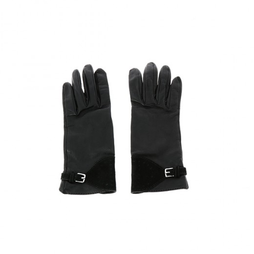 Gants Hermès en cuir noir