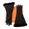 Gants Hermès en cuir d'agneau noir et vison