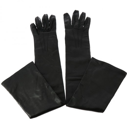 Gants longs Hermès en cuir d'agneau noir