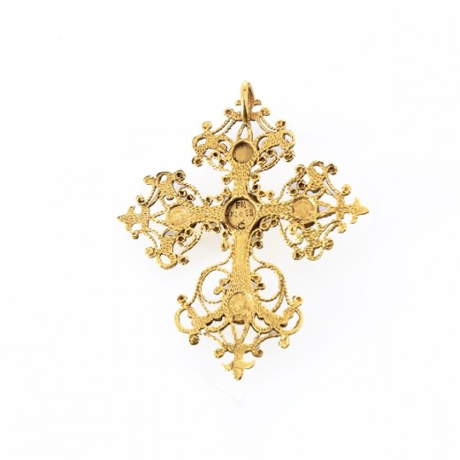 Pendentif Croix 14k Or Jaune – Citrine Naturelle Et Zircon, 2.07ctw, Motif Foi