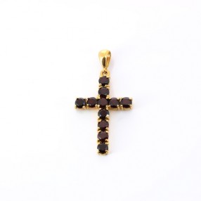 Pendentif croix en grenats