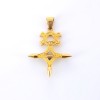 Pendentif croix d'agades avec diamant en or jaune 18k