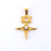 Pendentif croix d'agades avec diamant en or jaune 18k