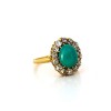 Bague ancienne turquoise et diamants en or jaune 18k