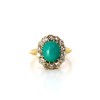 Bague ancienne turquoise et diamants en or jaune 18k