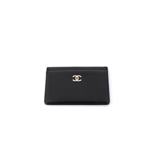 Porte-cartes Chanel en cuir noir