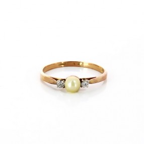 Bague perle en or jaune 18k