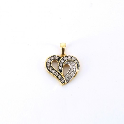 Pendentif coeur  en diamants en or jaune 18k