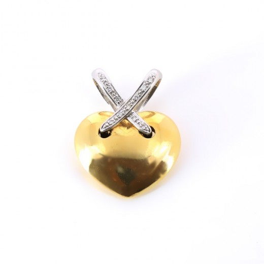 Pendentif coeur en or jaune et blanc 18k