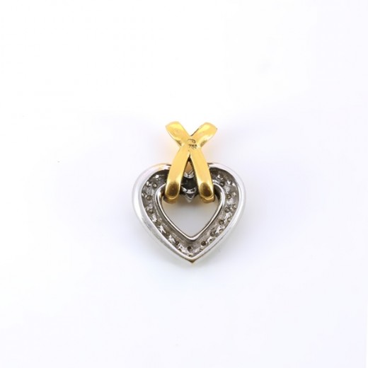 Pendentif Coeur diamants deux tons d'or jaune et blanc 18k