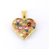 Penddentif coeur pierres de couleurs en or jaune 18k