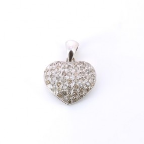 Pendentif coeur diamants en or blanc