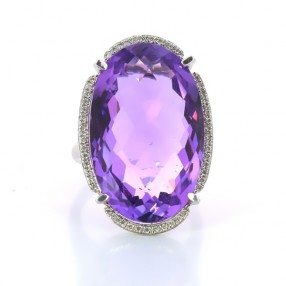 Bague Pierre violette en or blanc 18k