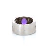 Bague Pierre violette et diamants en or blanc 18k