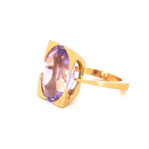 Bague pierre violette en or jaune 18k