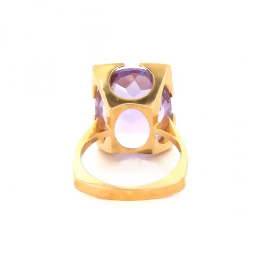 Bague pierre violette en or jaune 18k