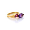 Bague 2 pierres (violette et rose) en or jaune 18k