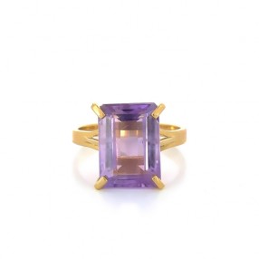 Bague pierre violette en or jaune 18k