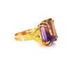 Bague pierre violette en or jaune 18k (feuille)