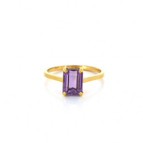 Bague pierre violette en or jaune 18k