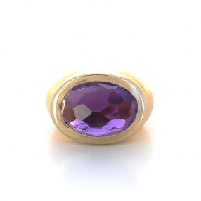 Bague pierre violette deux tons d'or