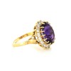 Bague pierrre violette et diamants en or juane 18k