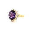 Bague pierrre violette et diamants en or juane 18k