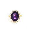 Bague pierrre violette et diamants en or juane 18k