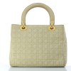 Sac Christian Dior Lady Dior MM en tissu beige