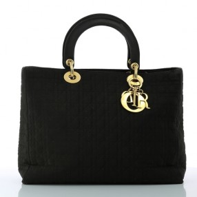 Sac Christian Dior Lady Dior GM en tissu noir 