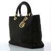 Sac Christian Dior Lady Dior GM en tissu noir 