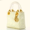 Mini sac Christian Dior Lady Dior en satin ivoire