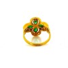 Bague Trèfle avec émeraudes et diamants en or jaune