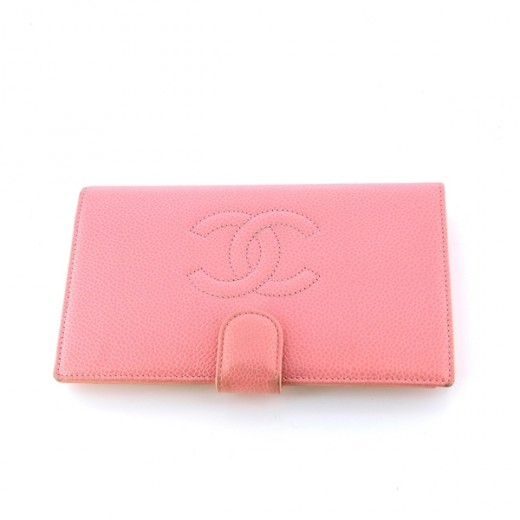 Portefeuille Chanel en cuir rose