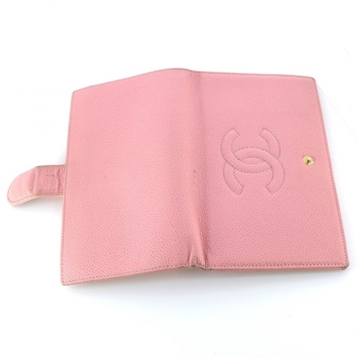Portefeuille Chanel en cuir rose