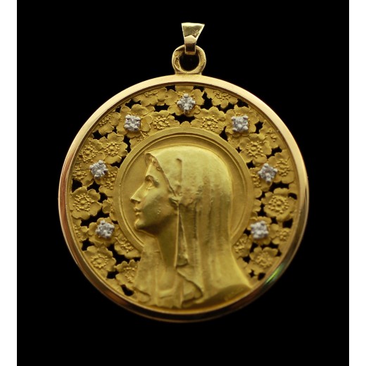 Médaille Vierge en Or et diamants