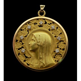 Médaille Vierge en Or et diamants