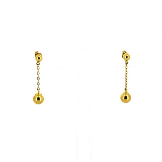 Boucles d'oreilles pendantes en or jaune avec perle d'or