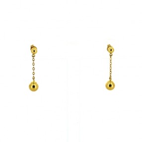 Boucles d'oreilles pendantes en or jaune avec perle d'or