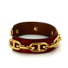 Bracelet Hermès en cuir de lézard et plaqué or